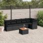 Preview: ARDEBO.de - 7-tlg. Garten-Sofagarnitur mit Kissen Schwarz Poly Rattan