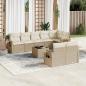 Preview: ARDEBO.de - 9-tlg. Garten-Sofagarnitur mit Kissen Beige Poly Rattan