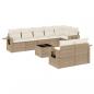 Preview: 9-tlg. Garten-Sofagarnitur mit Kissen Beige Poly Rattan