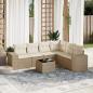 Preview: ARDEBO.de - 7-tlg. Garten-Sofagarnitur mit Kissen Beige Poly Rattan