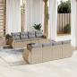 Preview: ARDEBO.de - 9-tlg. Garten-Sofagarnitur mit Kissen Beige Poly Rattan