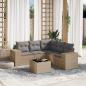 Preview: ARDEBO.de - 6-tlg. Garten-Sofagarnitur mit Kissen Beige Poly Rattan