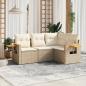 Preview: ARDEBO.de - 4-tlg. Garten-Sofagarnitur mit Kissen Beige Poly Rattan