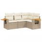 Preview: 4-tlg. Garten-Sofagarnitur mit Kissen Beige Poly Rattan