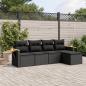 Preview: ARDEBO.de - 5-tlg. Garten-Sofagarnitur mit Kissen Schwarz Poly Rattan