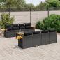 Preview: ARDEBO.de - 9-tlg. Garten-Sofagarnitur mit Kissen Schwarz Poly Rattan