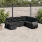 Preview: ARDEBO.de - 7-tlg. Garten-Sofagarnitur mit Kissen Schwarz Poly Rattan