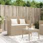 Preview: Gartenbank mit Kissen Beige Poly Rattan