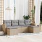 Preview: ARDEBO.de - 6-tlg. Garten-Sofagarnitur mit Kissen Beige Poly Rattan