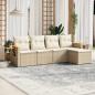 Preview: ARDEBO.de - 5-tlg. Garten-Sofagarnitur mit Kissen Beige Poly Rattan