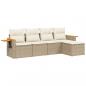 Preview: 5-tlg. Garten-Sofagarnitur mit Kissen Beige Poly Rattan