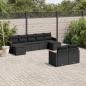 Preview: ARDEBO.de - 9-tlg. Garten-Sofagarnitur mit Kissen Schwarz Poly Rattan