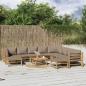 Preview: ARDEBO.de - 11-tlg. Garten-Lounge-Set mit Kissen Taupe Bambus