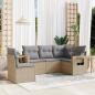 Preview: ARDEBO.de - 5-tlg. Garten-Sofagarnitur mit Kissen Beige Poly Rattan