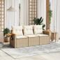 Preview: ARDEBO.de - 3-tlg. Garten-Sofagarnitur mit Kissen Beige Poly Rattan