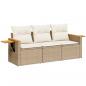 Preview: 3-tlg. Garten-Sofagarnitur mit Kissen Beige Poly Rattan