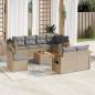 Preview: ARDEBO.de - 9-tlg. Garten-Sofagarnitur mit Kissen Beige Poly Rattan