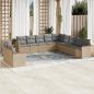 Preview: ARDEBO.de - 11-tlg. Garten-Sofagarnitur mit Kissen Beige Poly Rattan