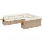 Preview: ARDEBO.de - 10-tlg. Garten-Sofagarnitur mit Kissen Beige Poly Rattan