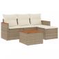 Preview: ARDEBO.de - 5-tlg. Garten-Sofagarnitur mit Kissen Beige Poly Rattan