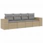 Preview: 4-tlg. Garten-Sofagarnitur mit Kissen Beige Poly Rattan