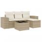 Preview: ARDEBO.de - 5-tlg. Garten-Sofagarnitur mit Kissen Beige Poly Rattan