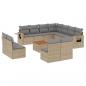 Preview: ARDEBO.de - 12-tlg. Garten-Sofagarnitur mit Kissen Beige Poly Rattan