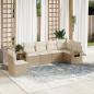 Preview: ARDEBO.de - 6-tlg. Garten-Sofagarnitur mit Kissen Beige Poly Rattan