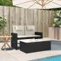 Preview: Gartenbank Verstellbar mit Kissen Schwarz Poly Rattan