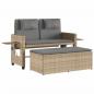 Preview: ARDEBO.de - Gartenbank Verstellbar mit Kissen Beige Poly Rattan