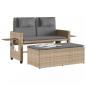 Preview: Gartenbank Verstellbar mit Kissen Beige Poly Rattan