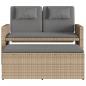 Preview: Gartenbank Verstellbar mit Kissen Beige Poly Rattan