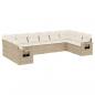 Preview: ARDEBO.de - 10-tlg. Garten-Sofagarnitur mit Kissen Beige Poly Rattan