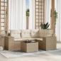 Preview: ARDEBO.de - 5-tlg. Garten-Sofagarnitur mit Kissen Beige Poly Rattan