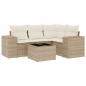 Preview: 5-tlg. Garten-Sofagarnitur mit Kissen Beige Poly Rattan