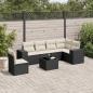 Preview: ARDEBO.de - 7-tlg. Garten-Sofagarnitur mit Kissen Schwarz Poly Rattan