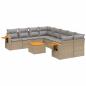 Preview: ARDEBO.de - 9-tlg. Garten-Sofagarnitur mit Kissen Beige Poly Rattan