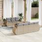 Preview: ARDEBO.de - 8-tlg. Garten-Sofagarnitur mit Kissen Beige Poly Rattan