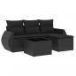 Preview: ARDEBO.de - 5-tlg. Garten-Sofagarnitur mit Kissen Schwarz Poly Rattan