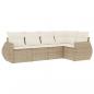 Preview: ARDEBO.de - 5-tlg. Garten-Sofagarnitur mit Kissen Beige Poly Rattan