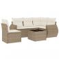 Preview: 6-tlg. Garten-Sofagarnitur mit Kissen Beige Poly Rattan