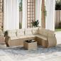 Preview: ARDEBO.de - 7-tlg. Garten-Sofagarnitur mit Kissen Beige Poly Rattan