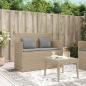 Preview: Gartenbank mit Kissen Beige Poly Rattan