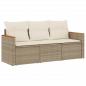 Preview: ARDEBO.de - 3-tlg. Garten-Sofagarnitur mit Kissen Beige Poly Rattan