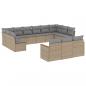 Preview: ARDEBO.de - 13-tlg. Garten-Sofagarnitur mit Kissen Beige Poly Rattan