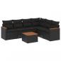 Preview: ARDEBO.de - 7-tlg. Garten-Sofagarnitur mit Kissen Schwarz Poly Rattan