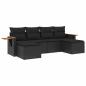 Preview: ARDEBO.de - 6-tlg. Garten-Sofagarnitur mit Kissen Schwarz Poly Rattan