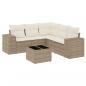 Preview: ARDEBO.de - 6-tlg. Garten-Sofagarnitur mit Kissen Beige Poly Rattan