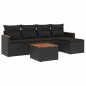 Preview: ARDEBO.de - 6-tlg. Garten-Sofagarnitur mit Kissen Schwarz Poly Rattan