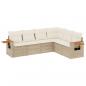 Preview: ARDEBO.de - 6-tlg. Garten-Sofagarnitur mit Kissen Beige Poly Rattan